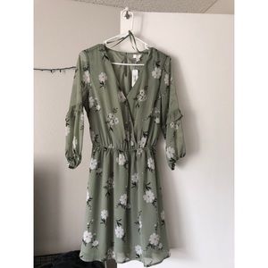 Medium green floral dress